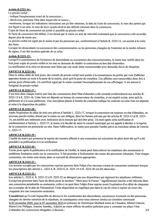 Plan du cimetière - feuillet 2